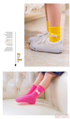 Q1668童趣娃品春季新款女寶純色卷邊蝴蝶結兒童襪子 精致童裝，批發首選